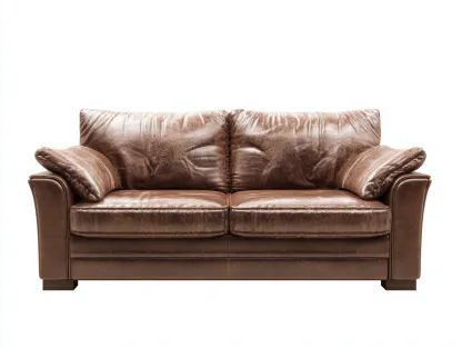 Sofá de dos plazas 165x95x95 cm - piel marrón - estilo vintage