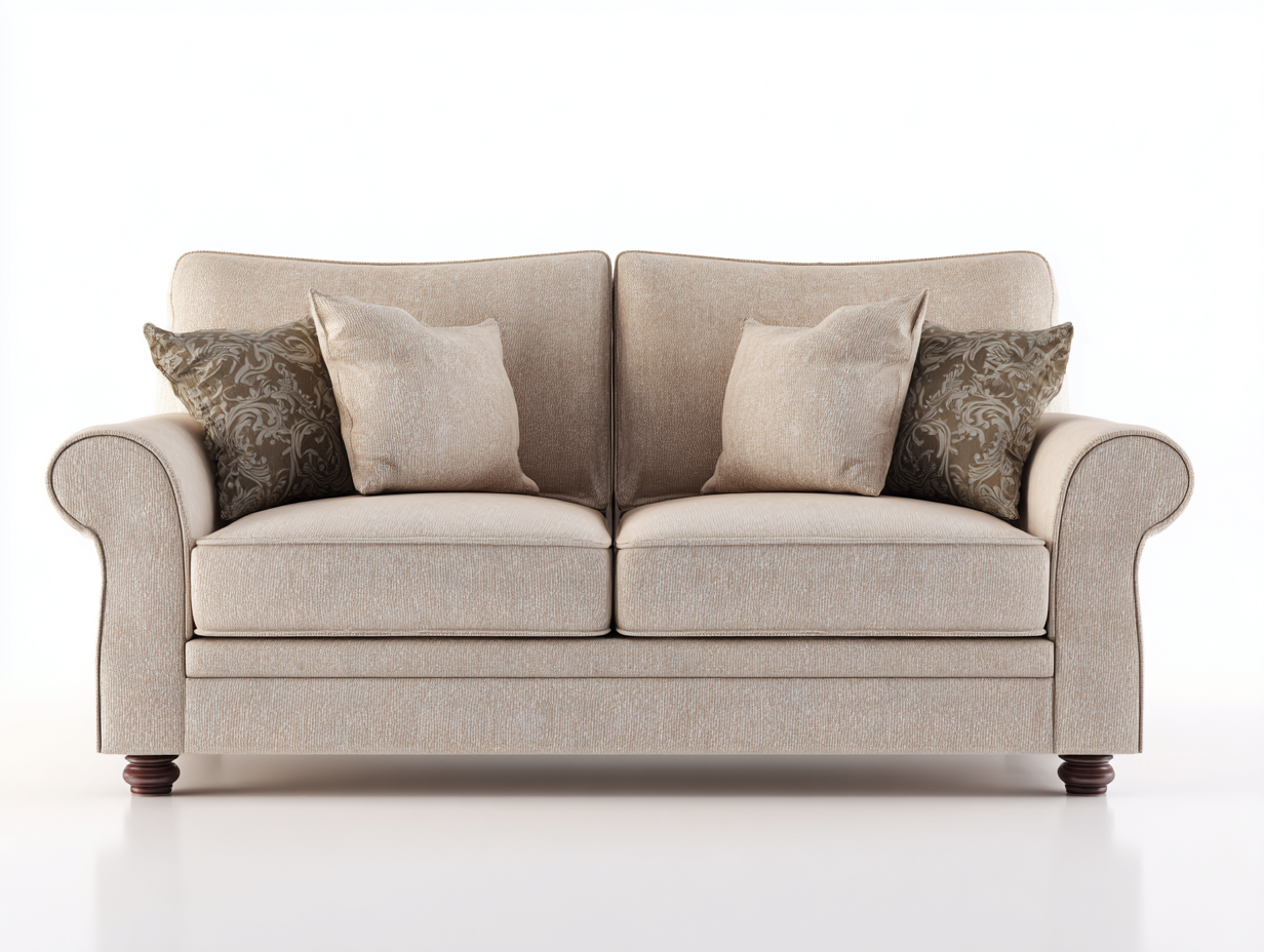 Sofá de dos plazas 170x90x95 cm - tela beige - estilo clásico europeo