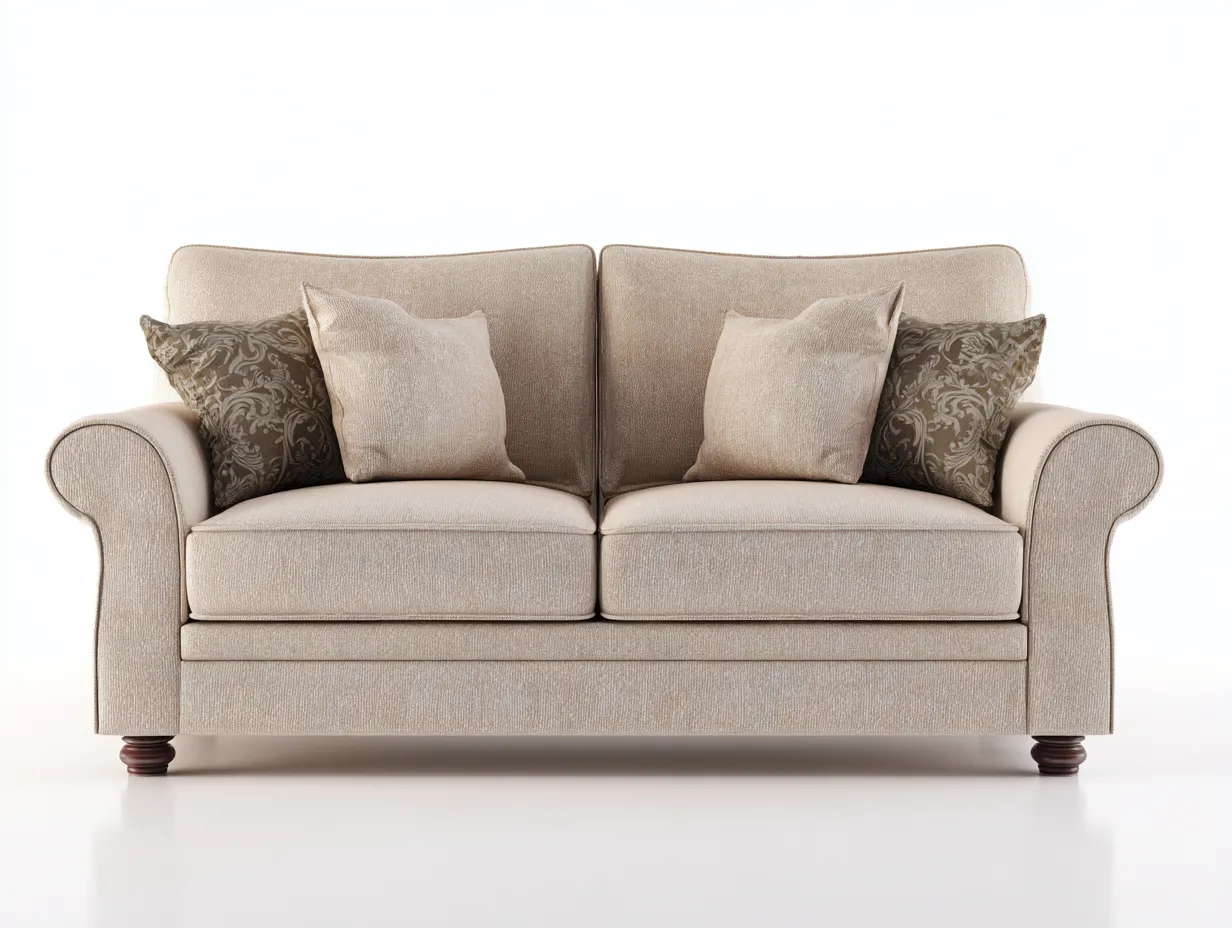 Sofá de dos plazas 170x90x95 cm - tela beige - estilo clásico europeo