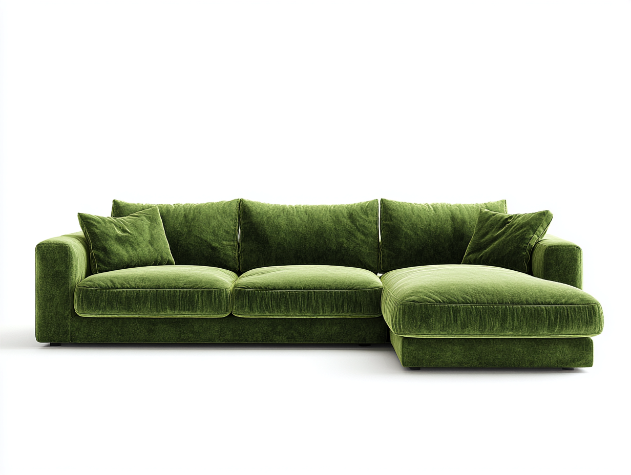 Sofá esquinero 280x170x95 cm - terciopelo verde - diseño moderno