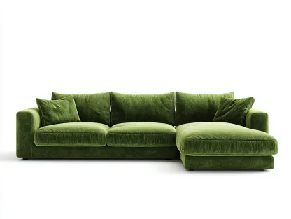 Sofá esquinero 280x170x95 cm - terciopelo verde - diseño moderno