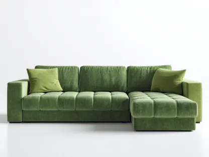 Sofá rinconera 255x160x95 cm - terciopelo verde - estilo moderno