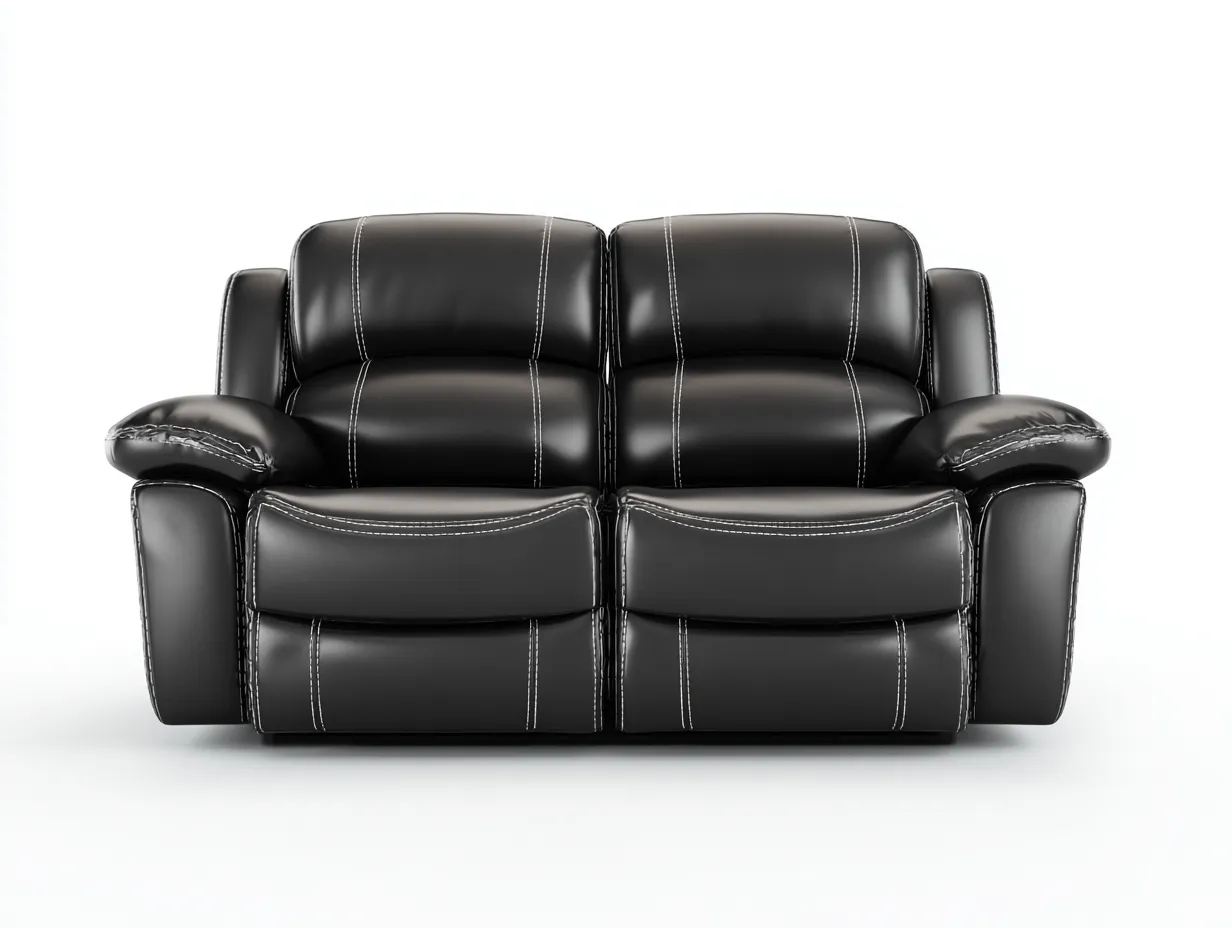 Sofá de dos plazas 150x95x100 cm - piel negra - diseño reclinable