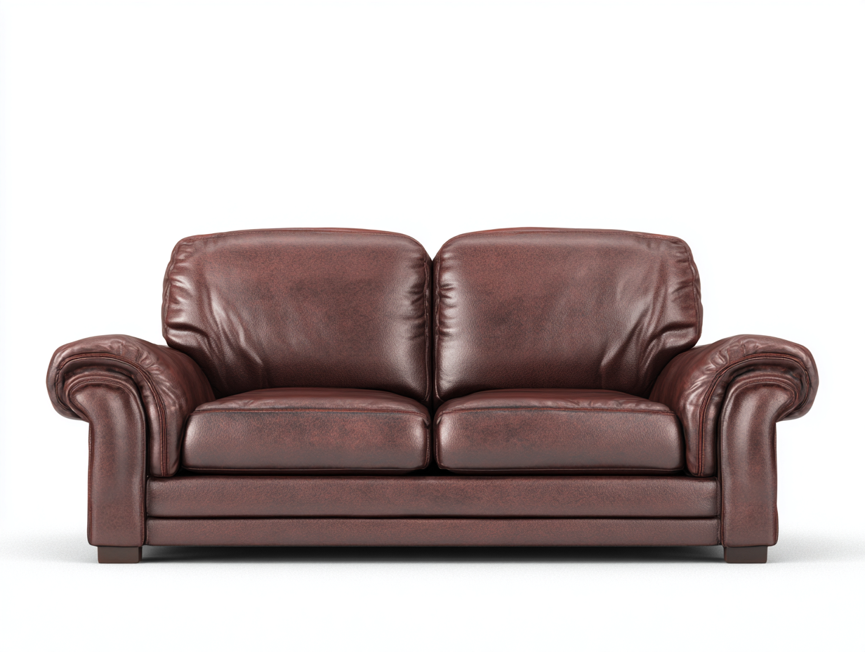 Sofá de dos plazas 165x90x95 cm - piel marrón rojizo - diseño clásico