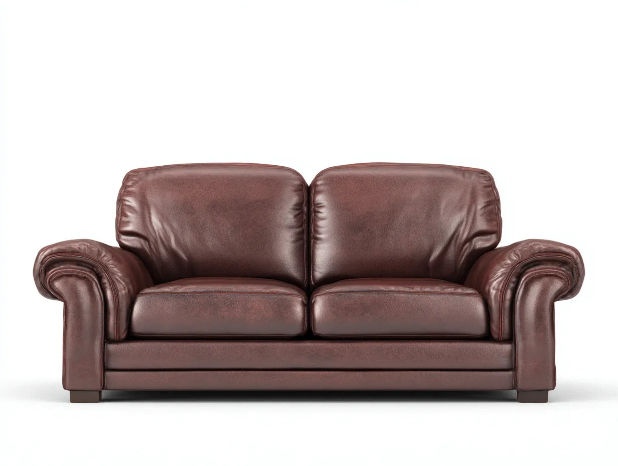 Sofá de dos plazas 165x90x95 cm - piel marrón rojizo - diseño clásico