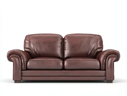 Sofá de dos plazas 165x90x95 cm - piel marrón rojizo - diseño clásico