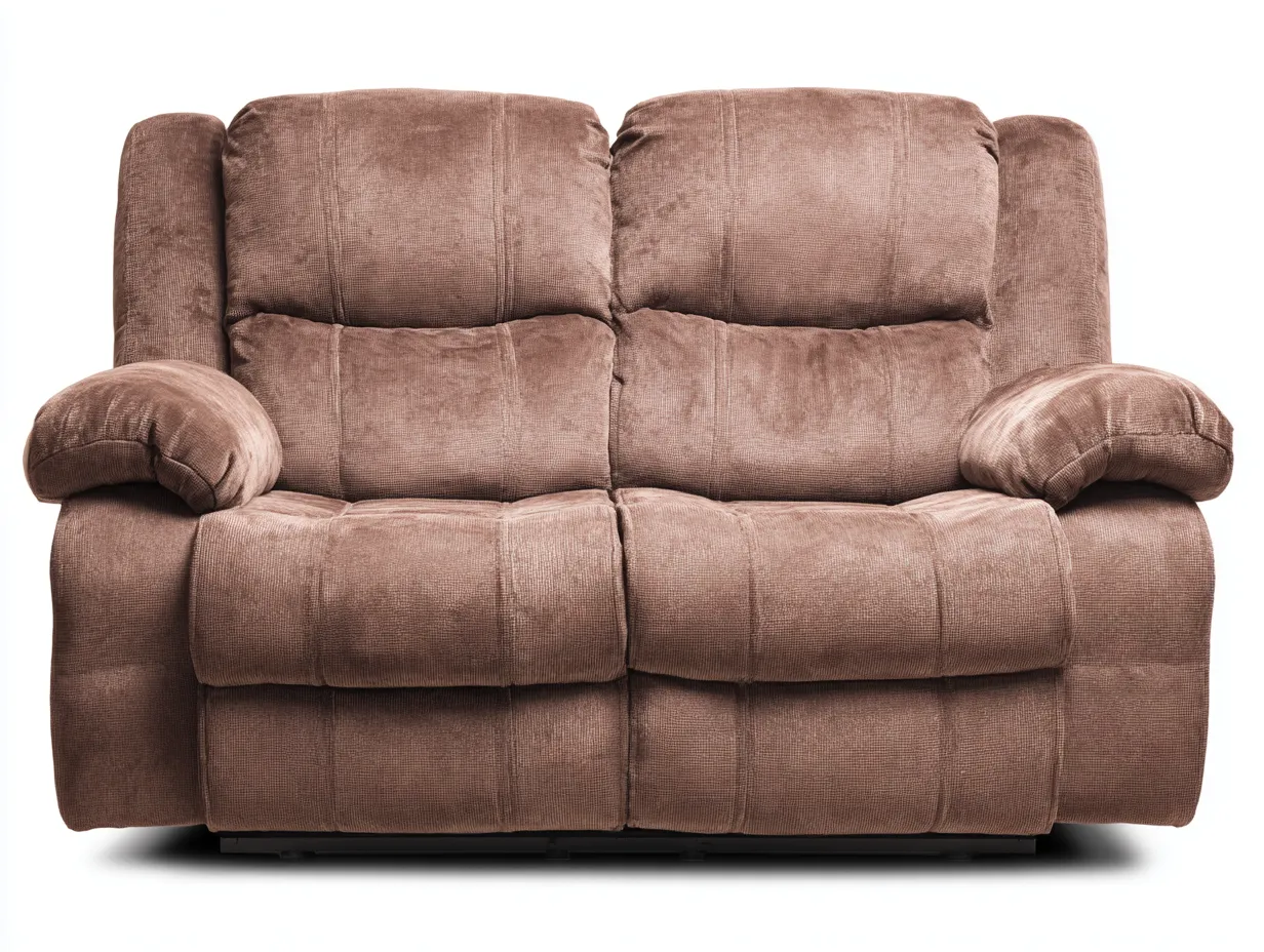 Sofá reclinable de dos plazas 160x95x100 cm - tela marrón - diseño moderno