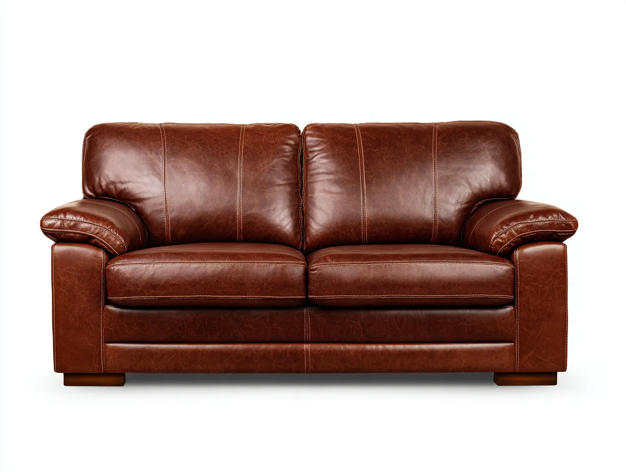 Sofá de dos plazas 160x95x100 cm - piel marrón - estilo clásico