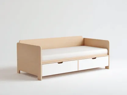 Cama individual con cajones 195x95x85 cm - madera clara/blanco