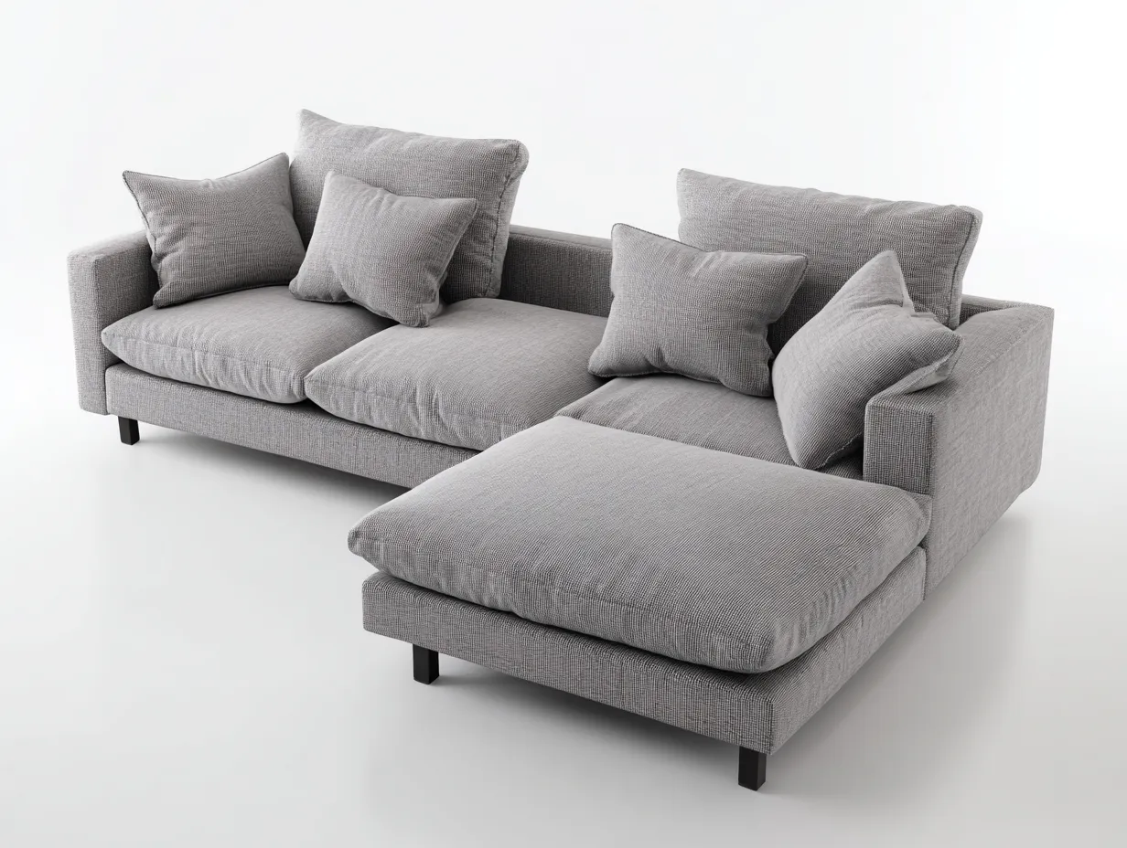 Sofá rinconera 275x180x95 cm - tela gris - diseño contemporáneo