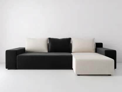 Sofá rinconera 270x175x95 cm - tela negro y beige - diseño moderno