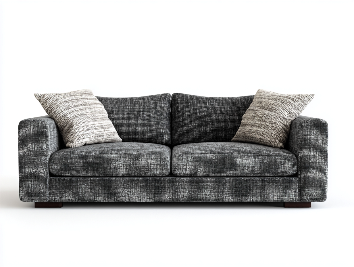 Sofá de dos plazas 170x90x85 cm - tela gris - estilo contemporáneo