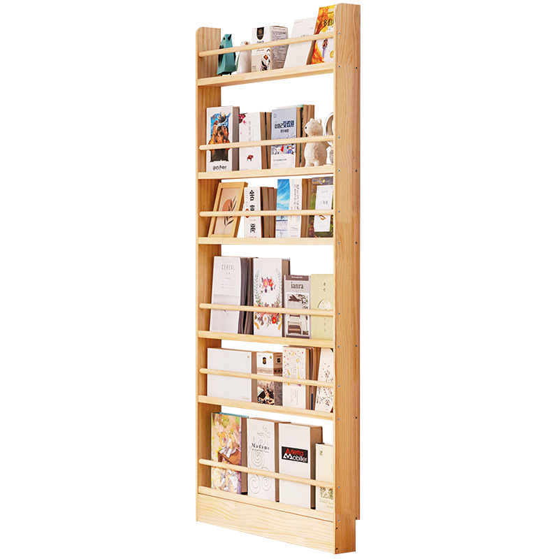 Simple Solid Wood Bookshelf Home Bookcase Floor-Standing Children'S Picture Book Shelf Wall Storage Shelf Living Room Door Storage Bookshelf