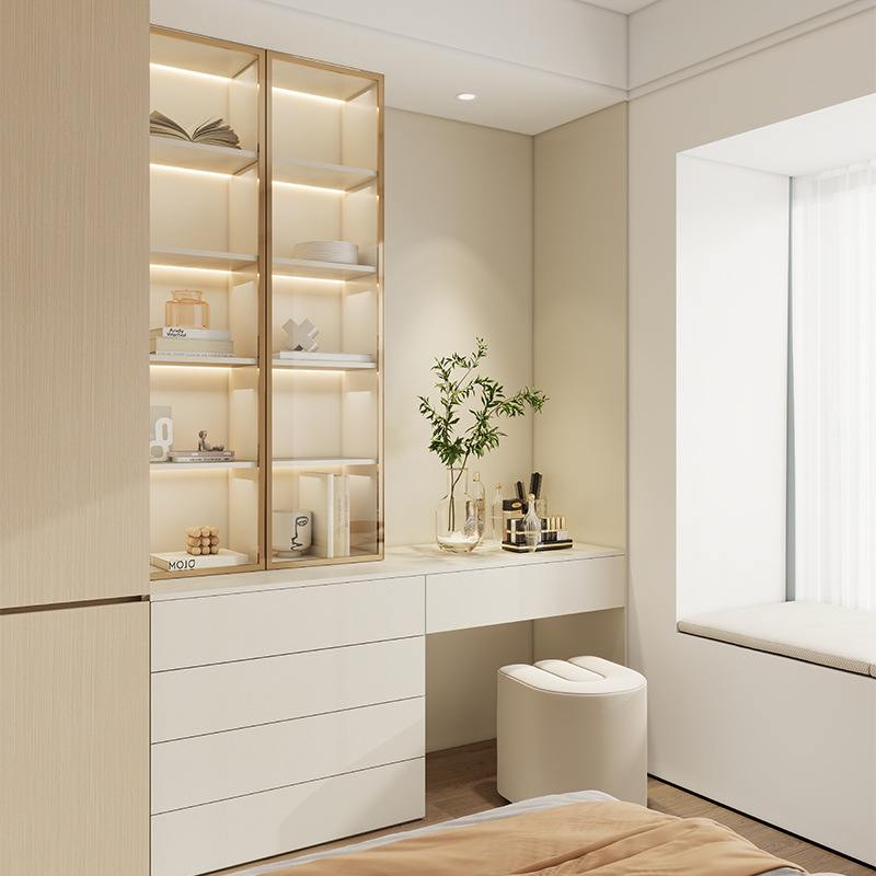 Log Style Wardrobe Bedroom Wardrobe Floor-Standing Storage Cabinet Solid Wood European Pine Board Segmented Wardrobe Can Be Equipped With A Dressing Table