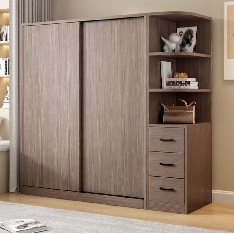 Wardrobe Home Bedroom Solid Wood Strong And Durable Modern Simple Rental Wardrobe Sliding Door Wardrobe Super Durable