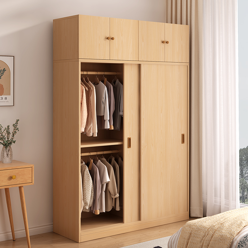 Solid Wood Sliding Door Clothing Home Bedroom All Solid Wood Master Bedroom Wardrobe Coat Cloakroom Storage Hanging Clothes