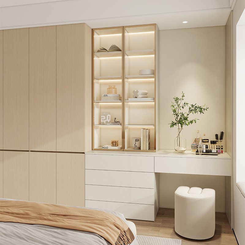 Log Style Wardrobe Bedroom Wardrobe Floor-Standing Storage Cabinet Solid Wood European Pine Board Segmented Wardrobe Can Be Equipped With A Dressing Table