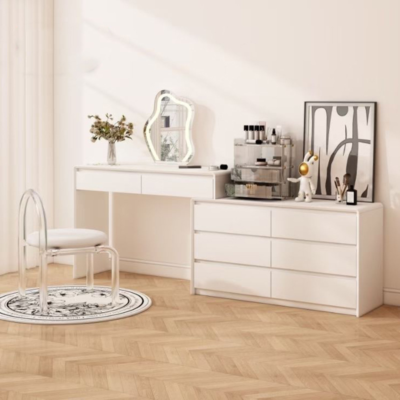 Solid Wood Dressing Table Cream Style Bedroom Simple Modern New Style High-End Master Bedroom Cupboard Integrated Dressing Table