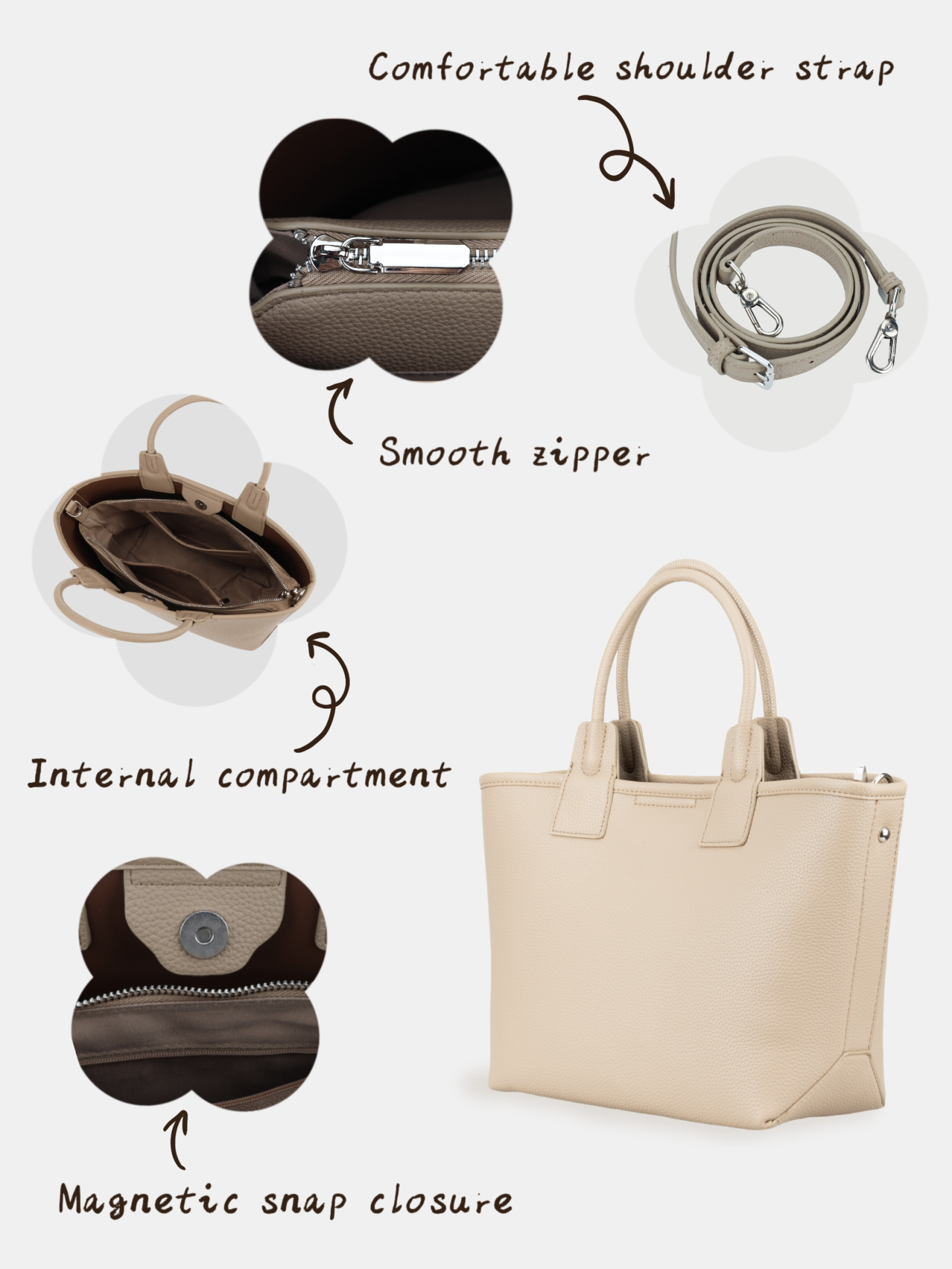 Luckcus Minimalist Leather Tote -Shouder bag