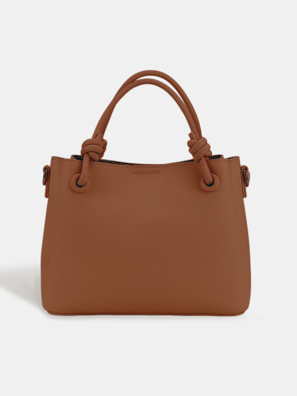 Luckcus Soft Structured Handbag with Knotted Handles