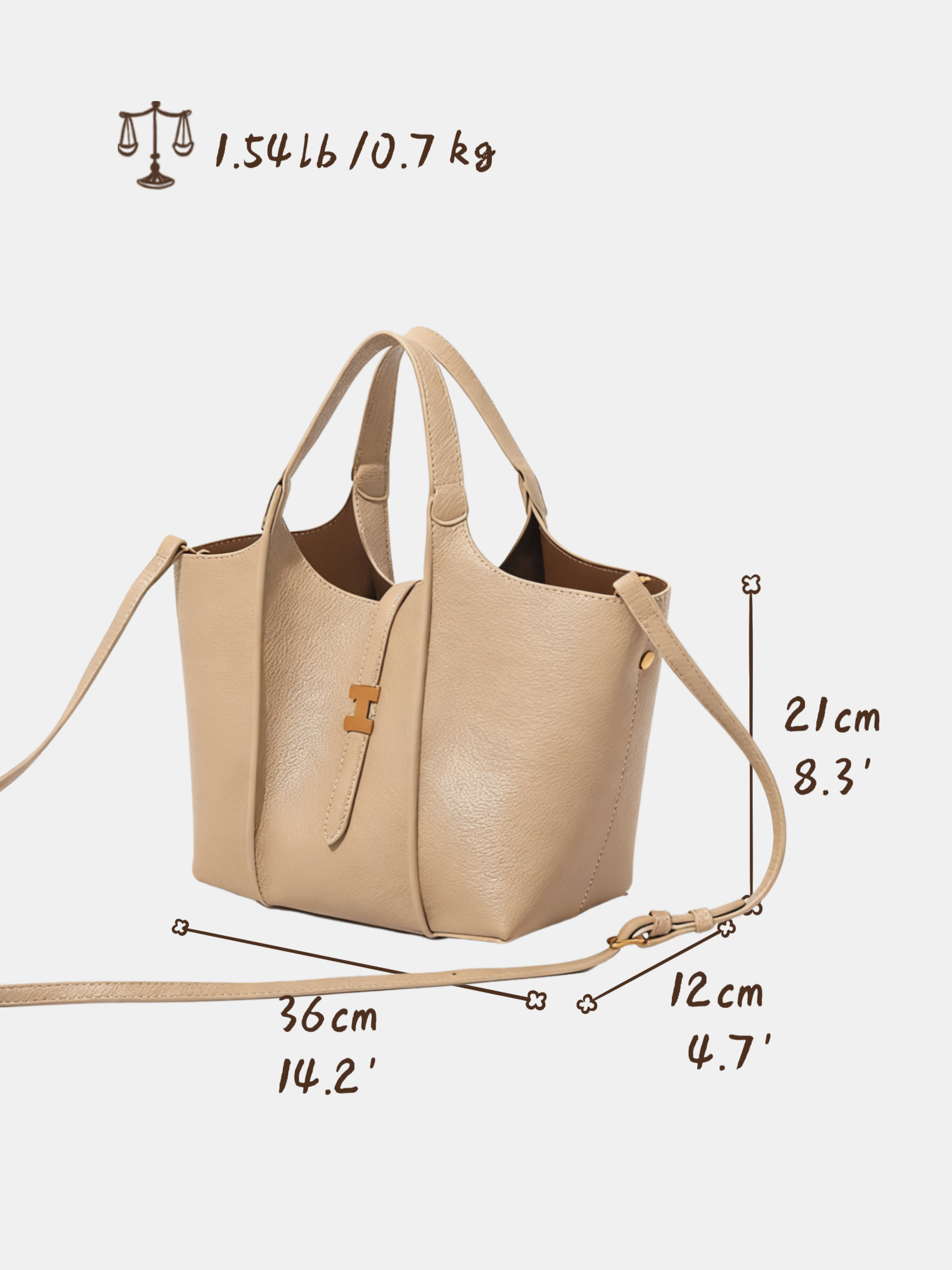 Luckcus Minimalist Clean-Line Winged Tote
