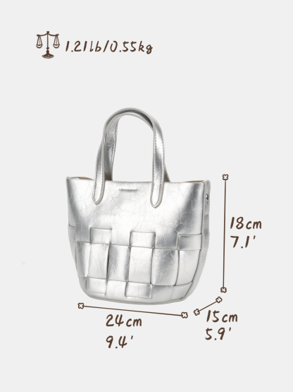 Luckcus Metallic Woven Mini Basket Tote