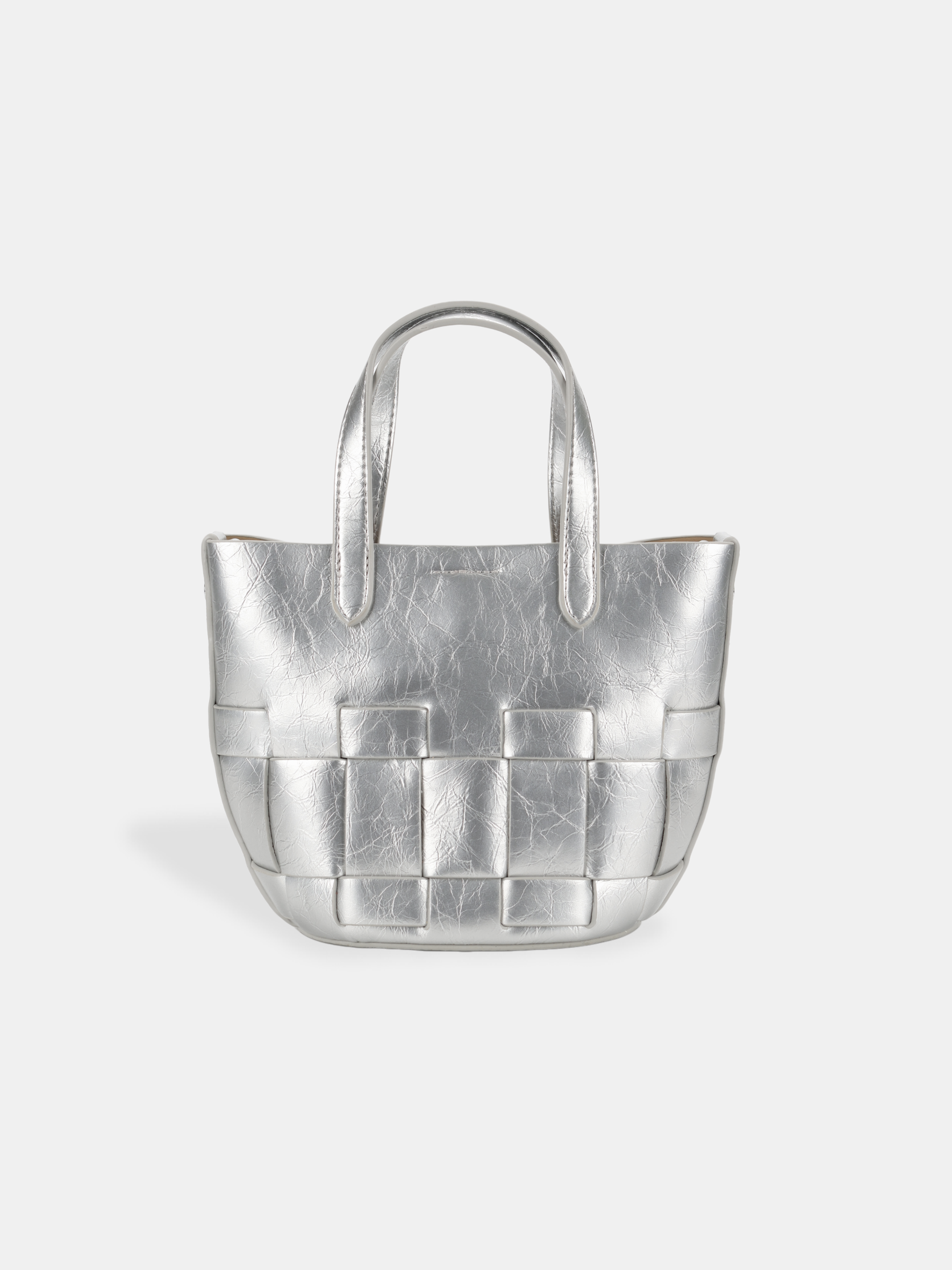 Luckcus Metallic Woven Mini Basket Tote