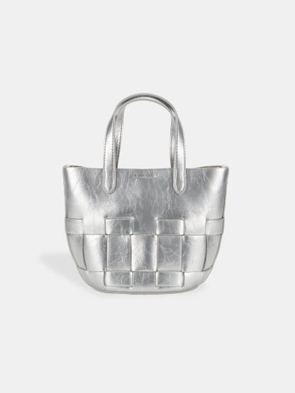 Luckcus Metallic Woven Mini Basket Tote
