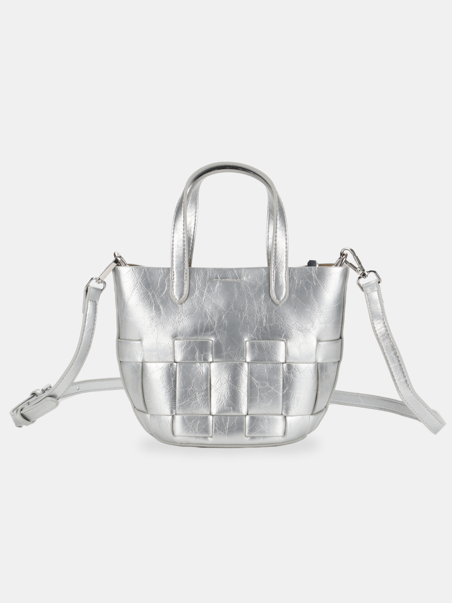 Luckcus Metallic Woven Mini Basket Tote