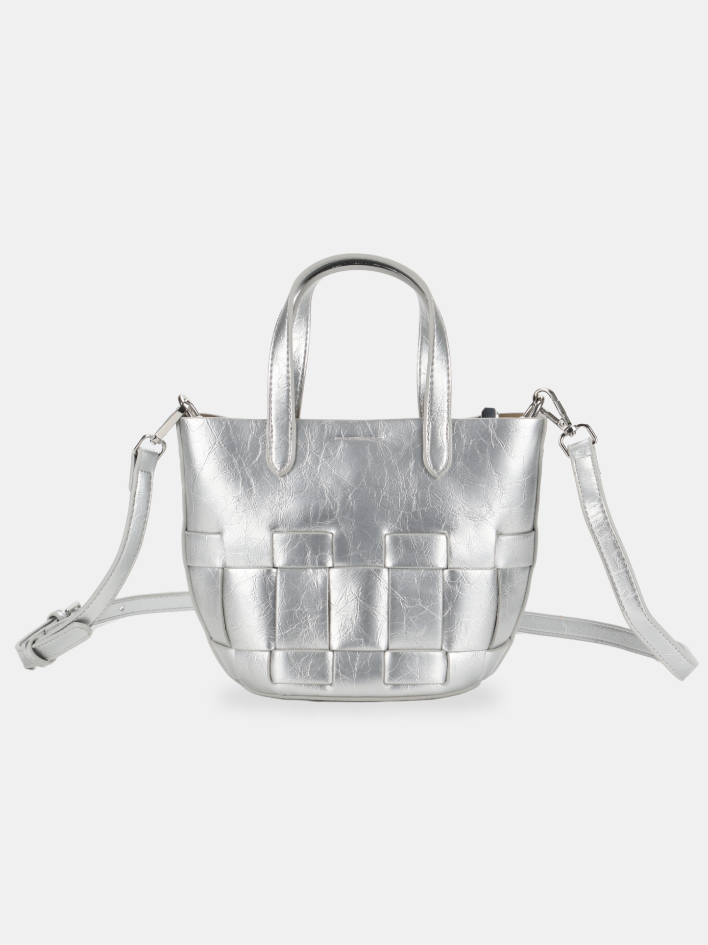 Luckcus Metallic Woven Mini Basket Tote