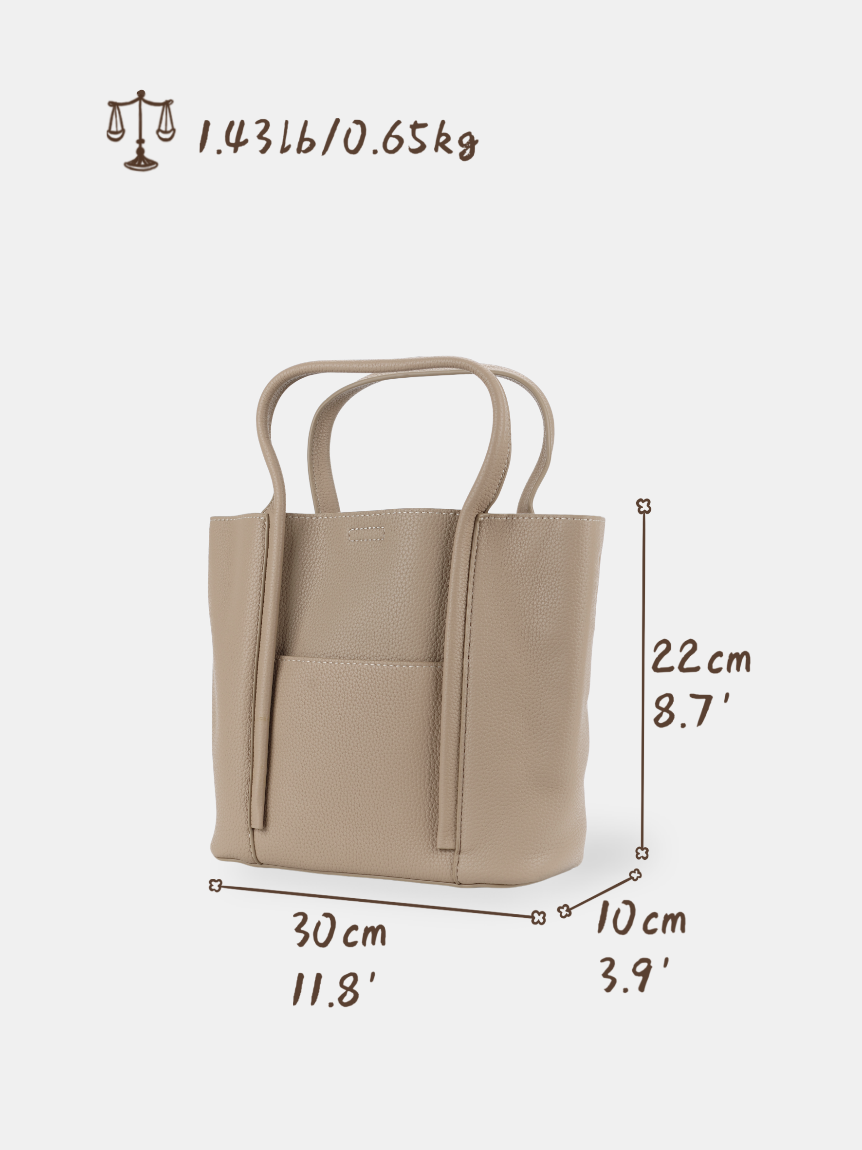 Luckcus Minimalist Leather Handbag with Seam Lines