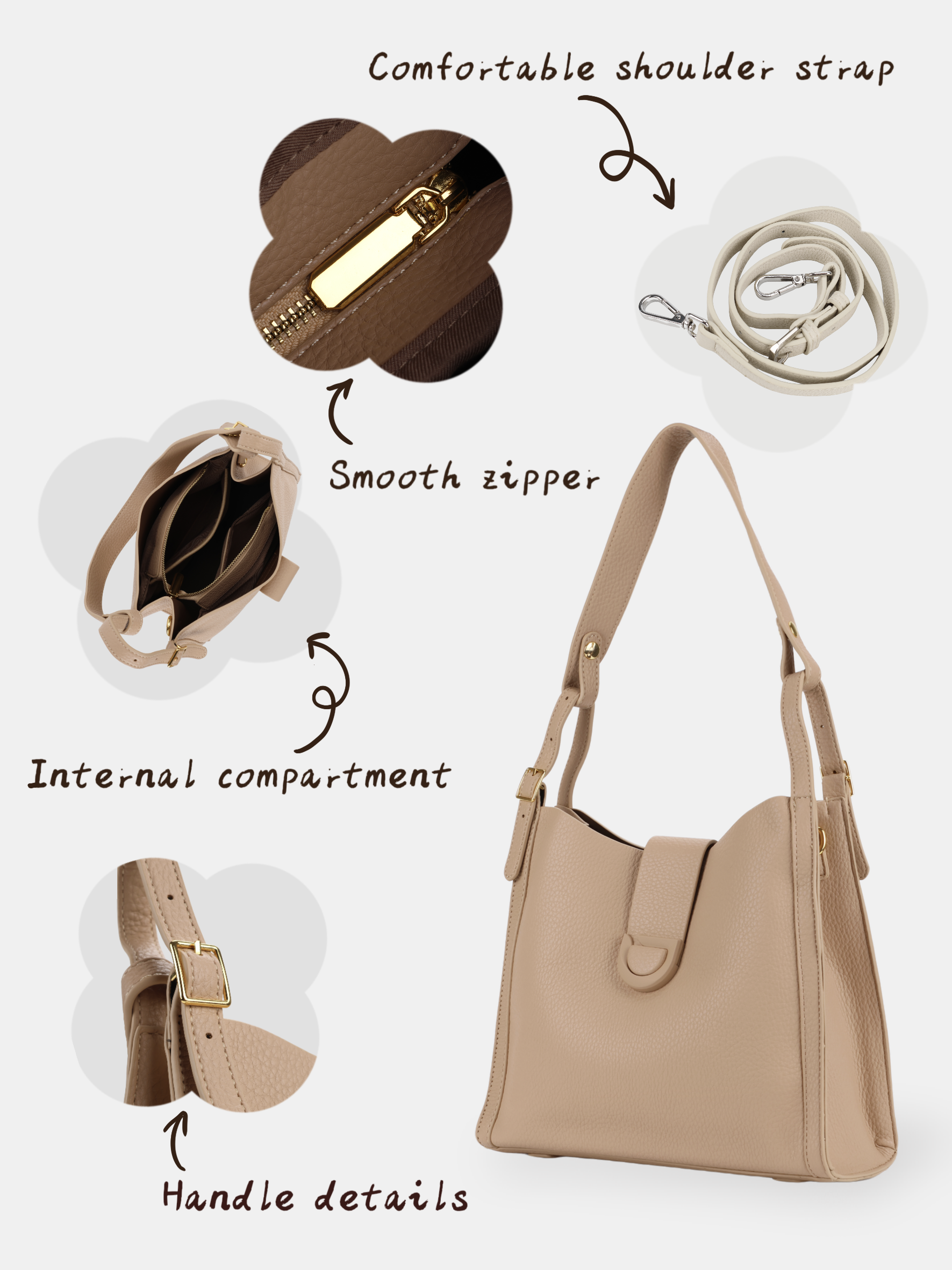 Luckcus Smooth Leather Shoulder Bag
