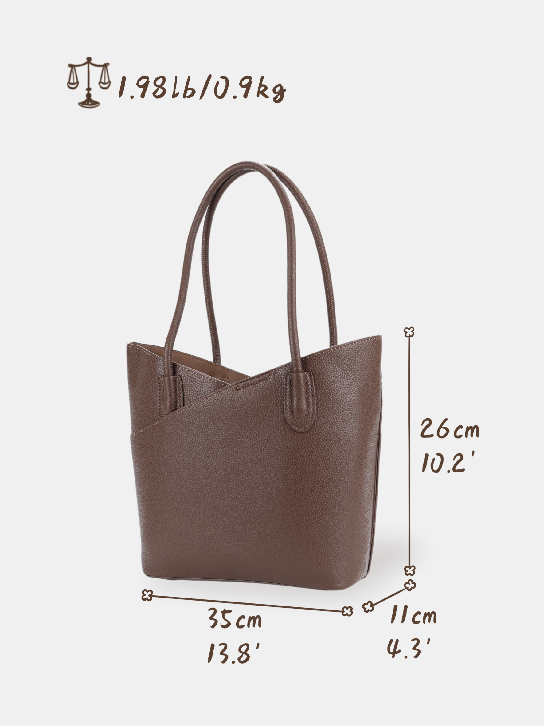 Luckcus Elara Vegan Leather East-West Tote
