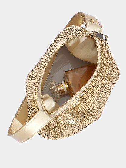 Luckcus Disco Mesh Buckle Clutch Shoulder Bag