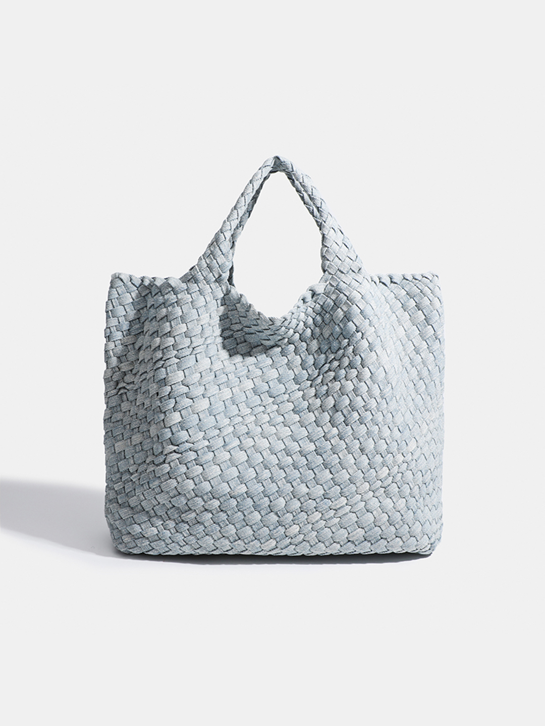 Luckcus Handwoven Denim Tote With Handwoven Inner Pocket