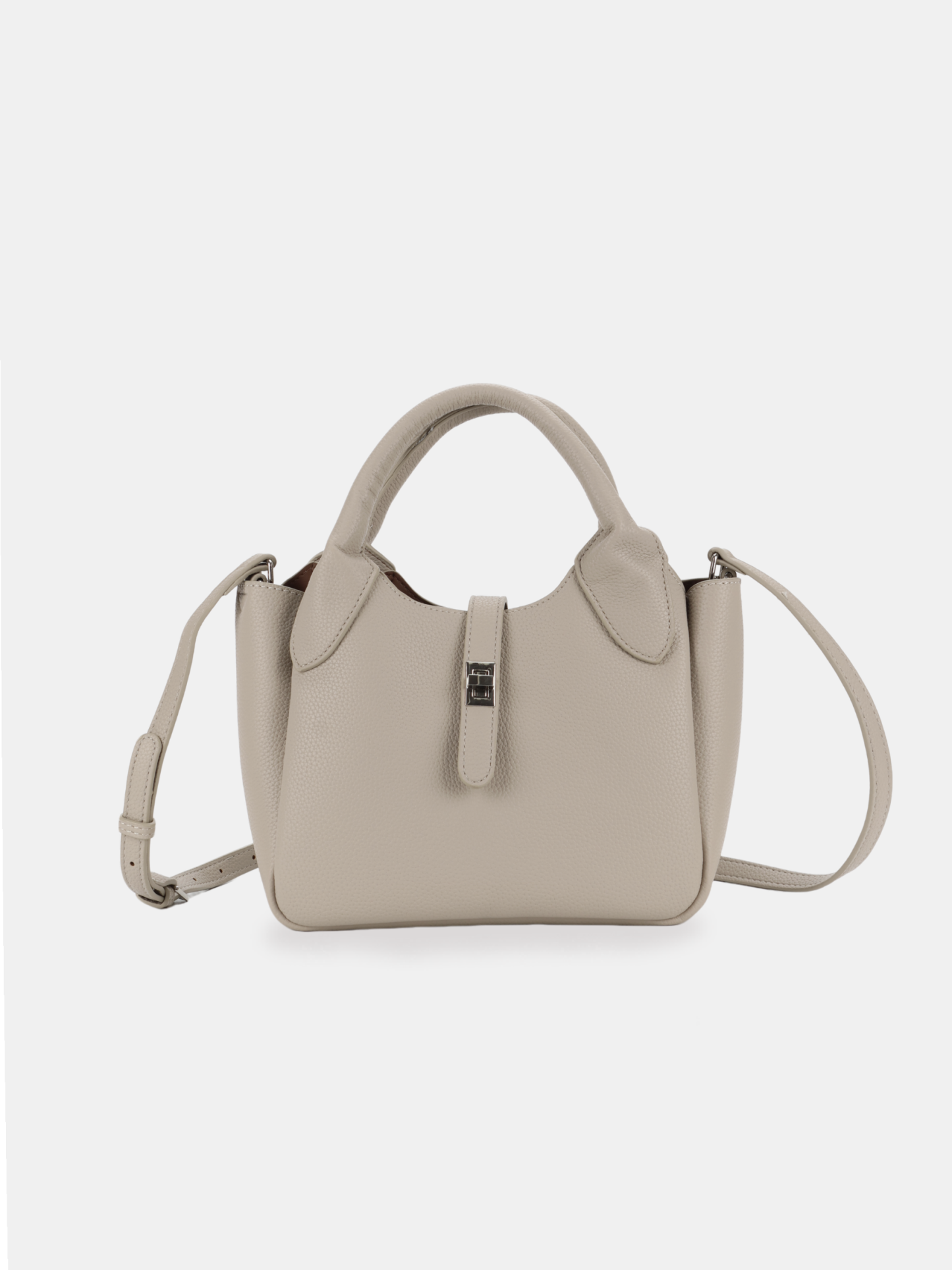 Luckcus Smooth Leather Tote with Metal Clasp