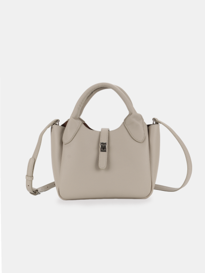 Luckcus Smooth Leather Tote with Metal Clasp