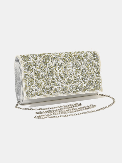 Luckcus Opulent Rose Beaded Clutch