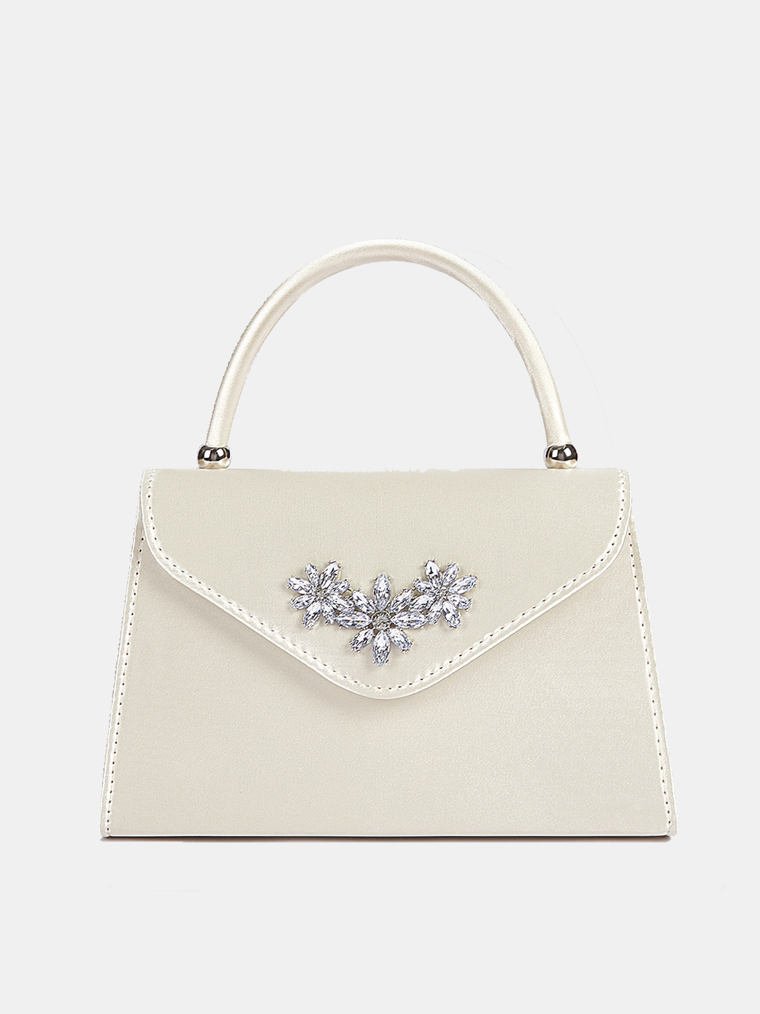 Luckcus Satin Elegance Crystal Bloom Clutch