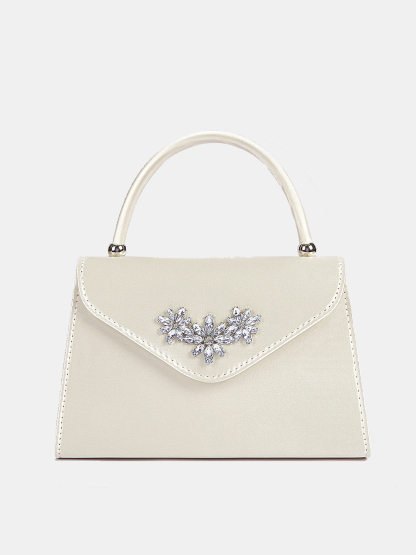 Luckcus Satin Elegance Crystal Bloom Clutch