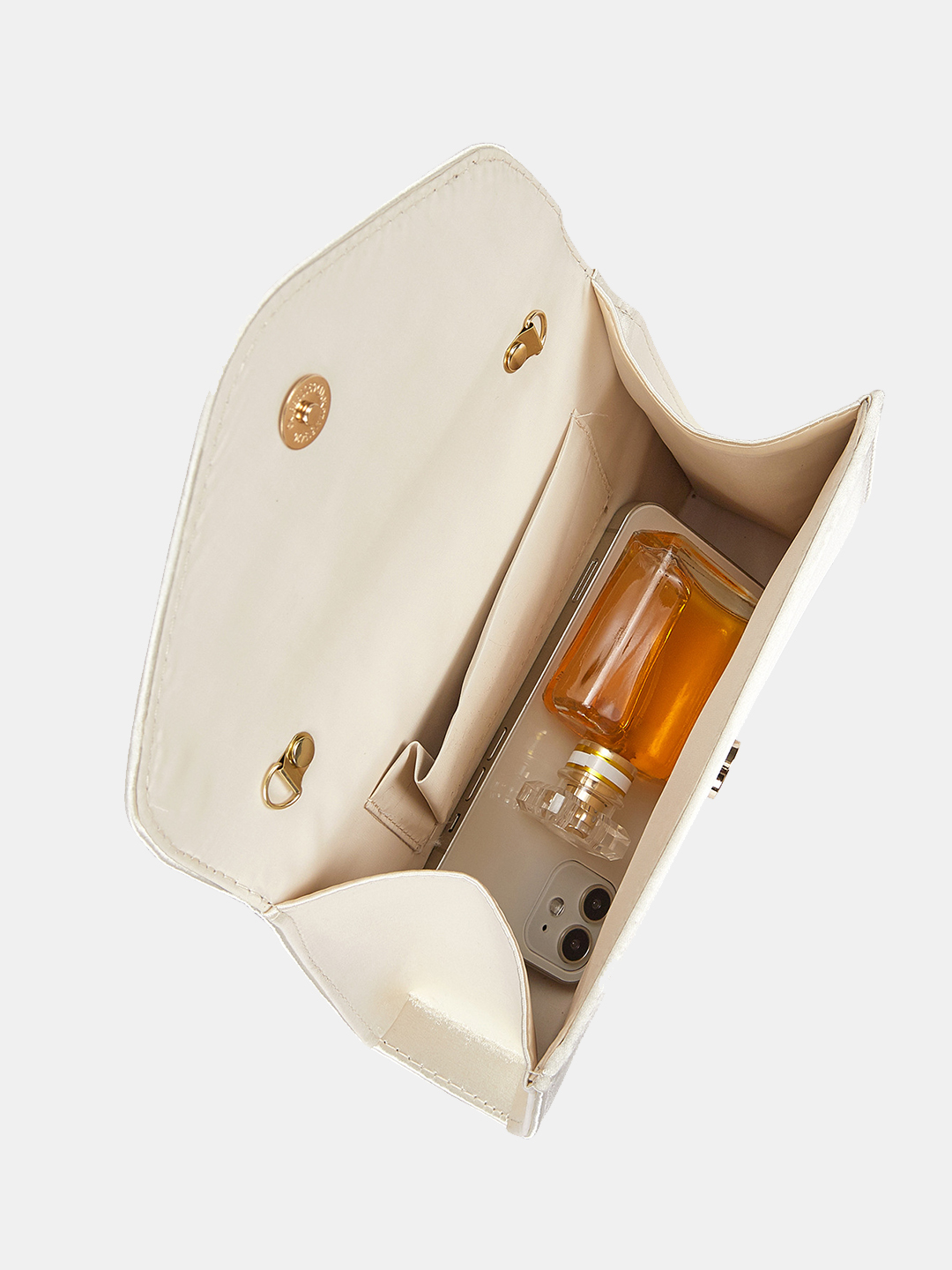 Luckcus Satin Elegance Crystal Bloom Clutch