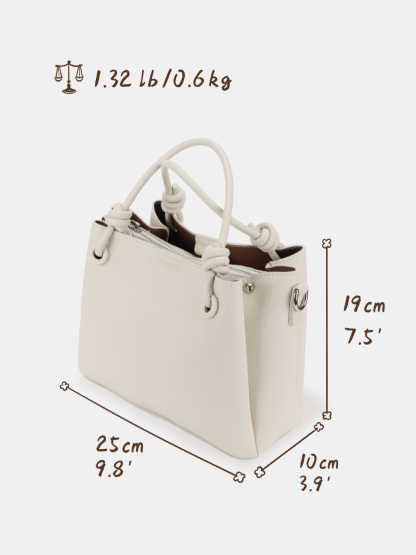 Luckcus Soft Structured Handbag with Knotted Handles