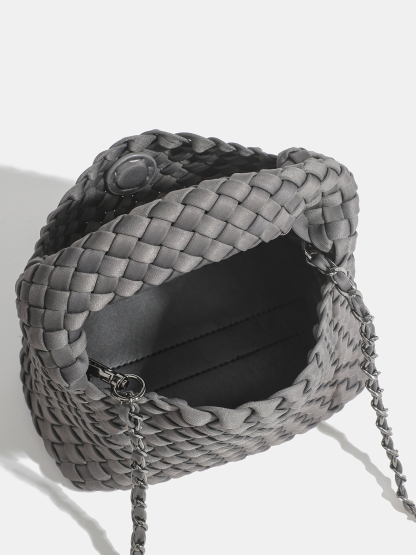 Luckcus Petite Handwoven Handle Handheld Mini Bag with Fluid Harmony