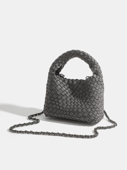 Luckcus Petite Handwoven Handle Handheld Mini Bag with Fluid Harmony