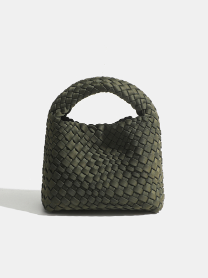Luckcus Petite Handwoven Handle Handheld Mini Bag with Fluid Harmony