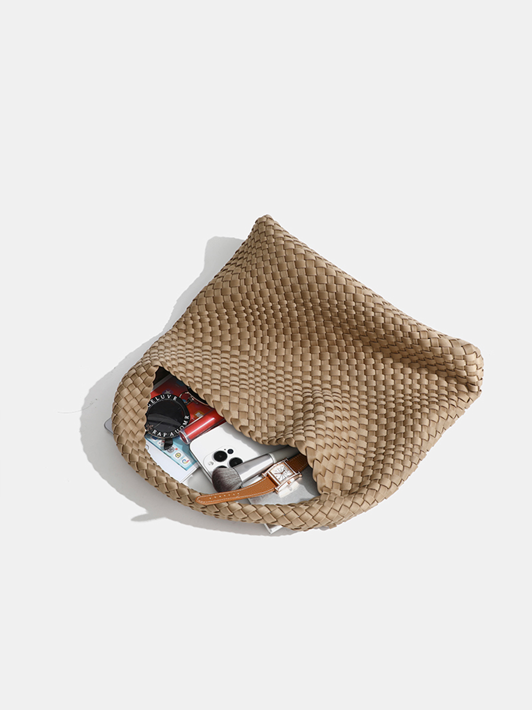 Luckcus Mini Woven Hobo Handheld Mini Bag in Effortless Drape