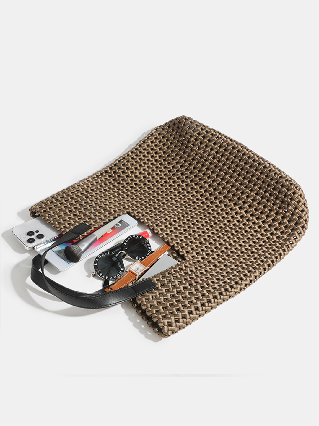 Luckcus Handwoven Nylon Pinwheel-Knot Tote