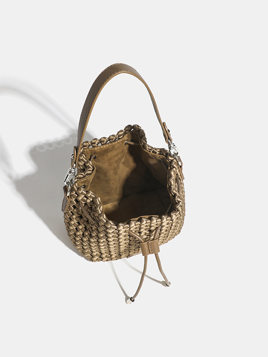 Luckcus Small Intricate Cinch Handheld Mini Bag in Subtle Opulence
