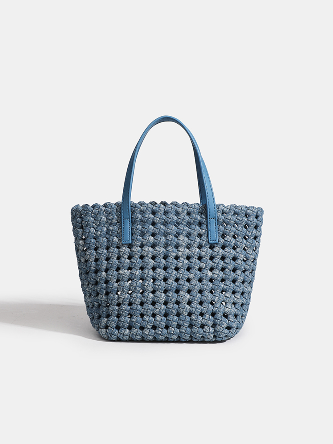 Luckcus Handwoven Denim Zippered Bucket Tote