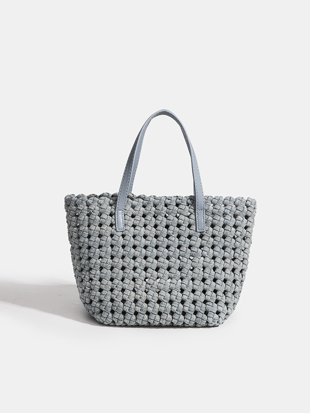Luckcus Handwoven Denim Zippered Bucket Tote